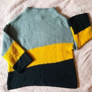 Oliver Mockneck Cowl Sweater Three-quarter Sleeve | size small | color block